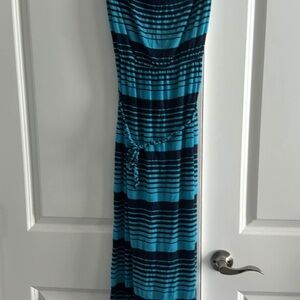 Blue and Black Striped Maxi Dress